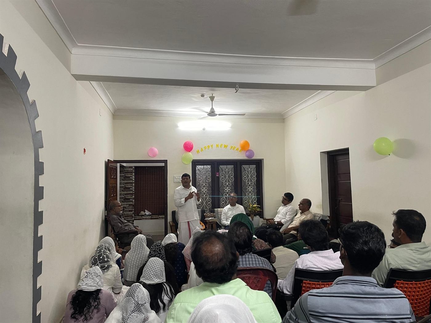 New year meeting in a family home